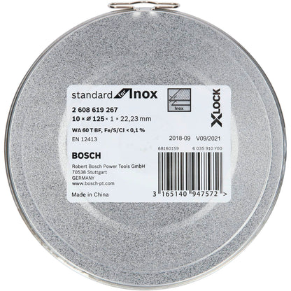 Bosch X-LOCK Cutting Disc Set 10x125x1mm Std Inox