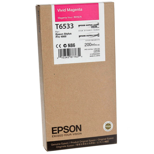 Epson ink cartridge vivid magenta T 653 200 ml      T 6533