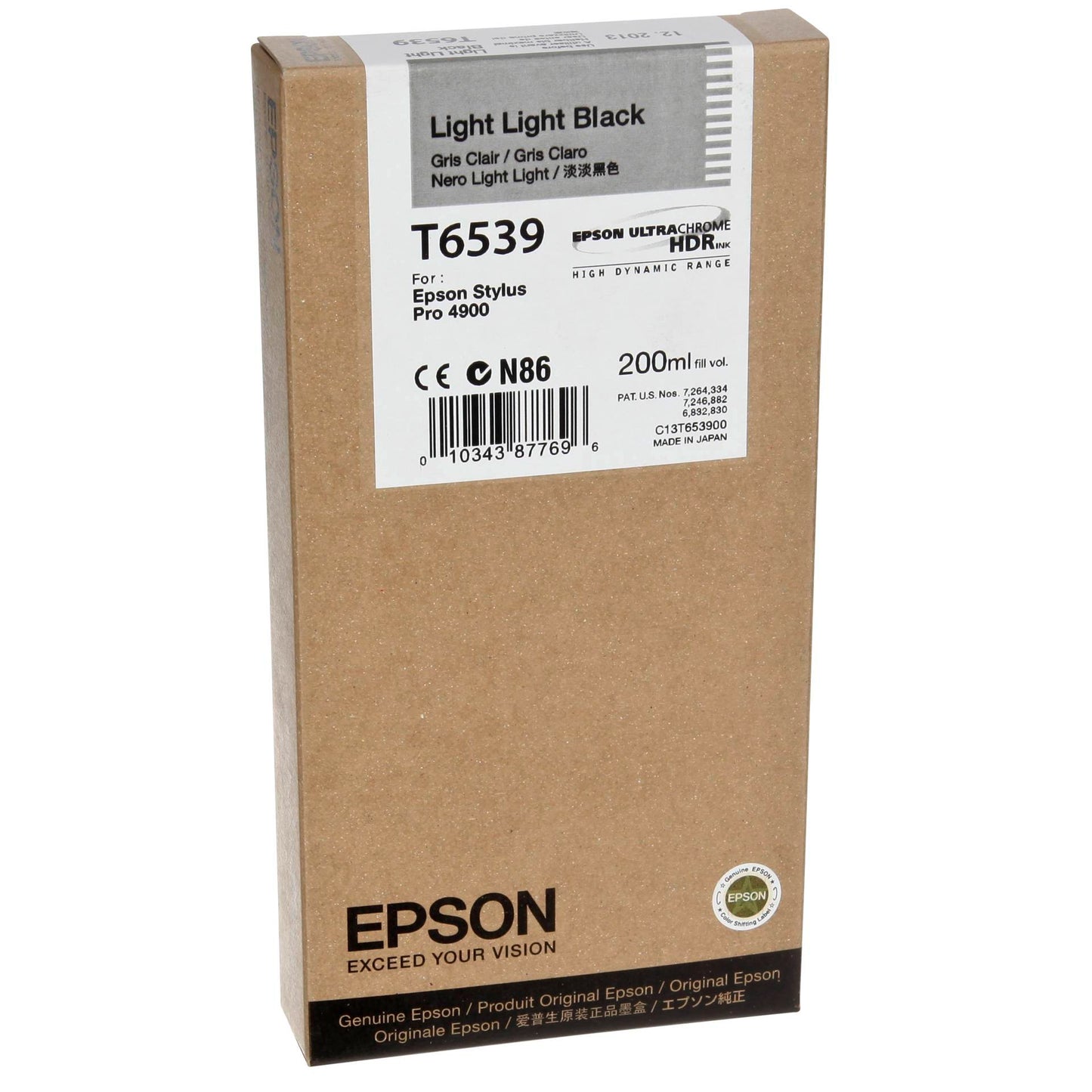 Epson ink cartridge light light black   T 653 200 ml      T 6539