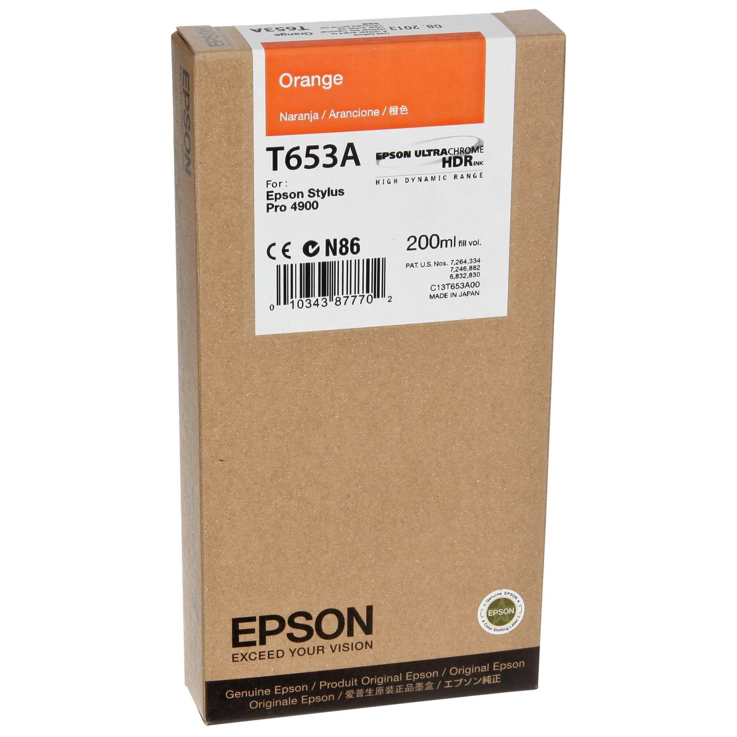 Epson ink cartridge orange T 653 200 ml              T 653A
