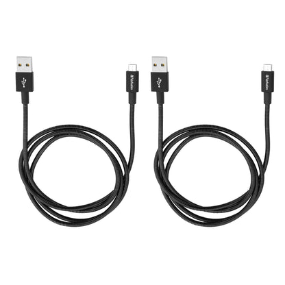 1x2 Verbatim Micro USB Cable Sync & Charge 100cm black 48874