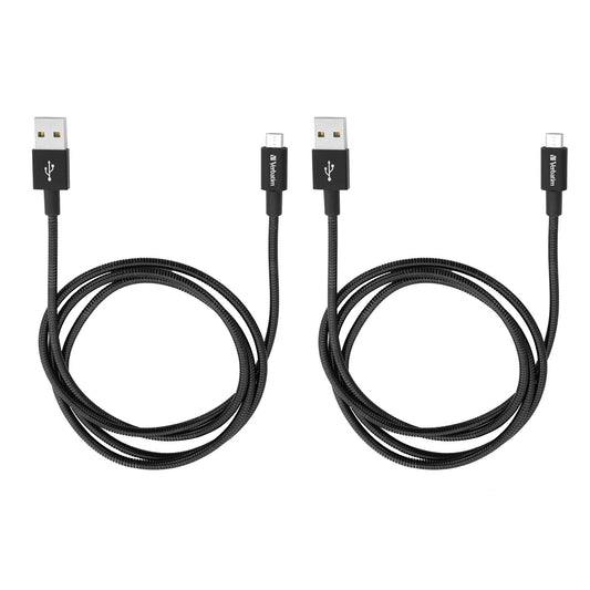 1x2 Verbatim Micro USB Cable Sync & Charge 100cm black 48874
