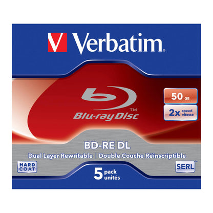 1x5 Verbatim BD-RE Blu-Ray 50GB 2x Speed, White Blue Surface JC