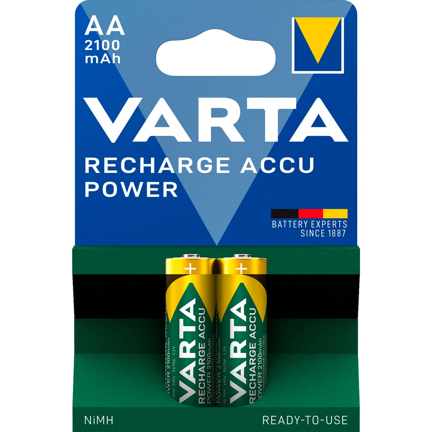 1x2 Varta Rechargeable Accu AA Ready2Use NiMH 2100 mAh Mignon