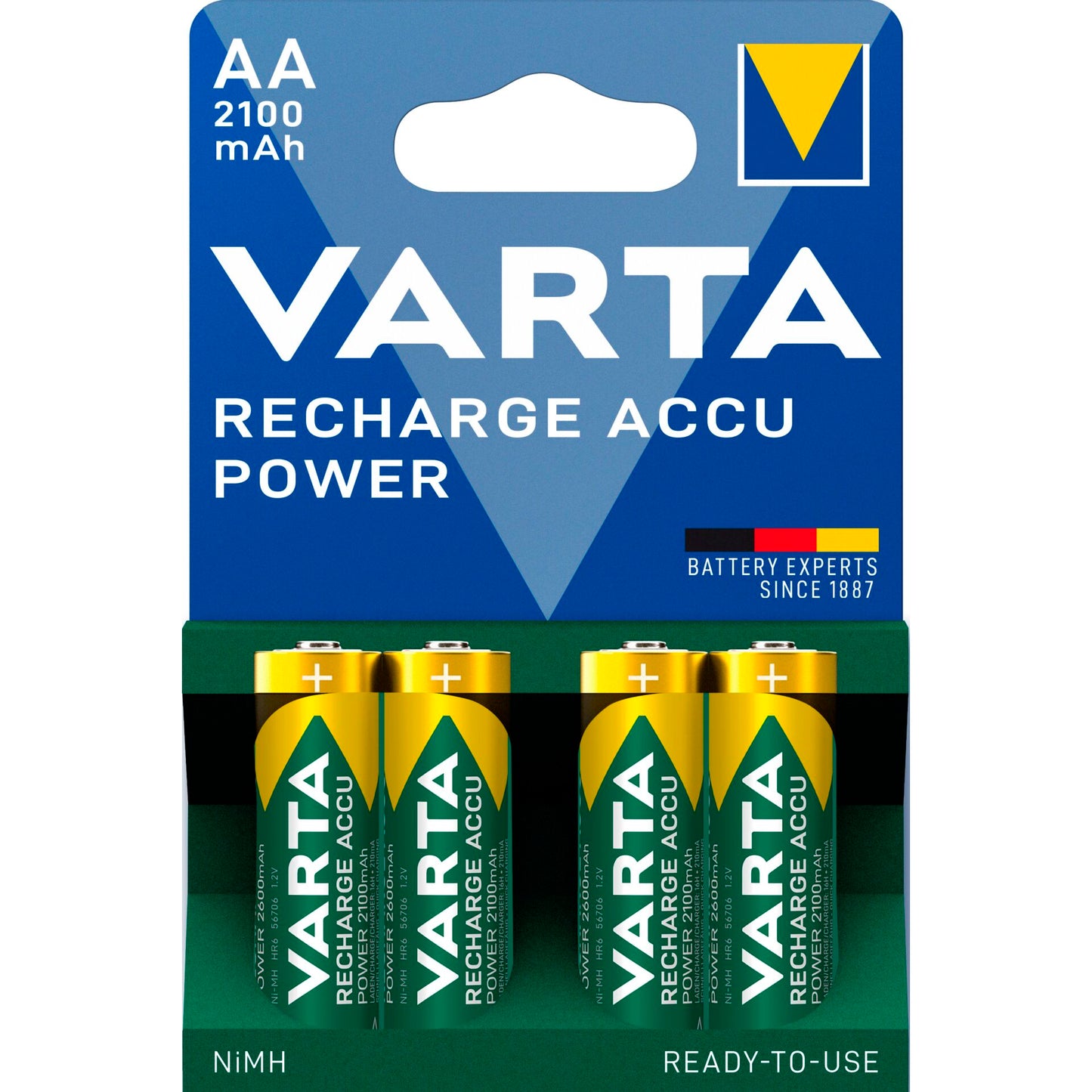 1x4 Varta Rechargeable Accu AA Ready2Use NiMH 2100 mAh Mignon