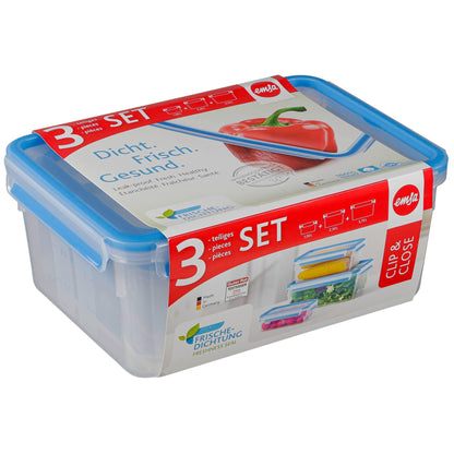 Emsa Food Clip&Close 508567 3p Set transparent/blue