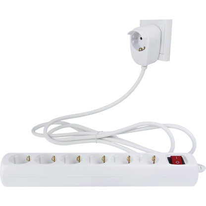 REV Multiple Socket Outlet 6+1- fold 5m +switch white Powersplit