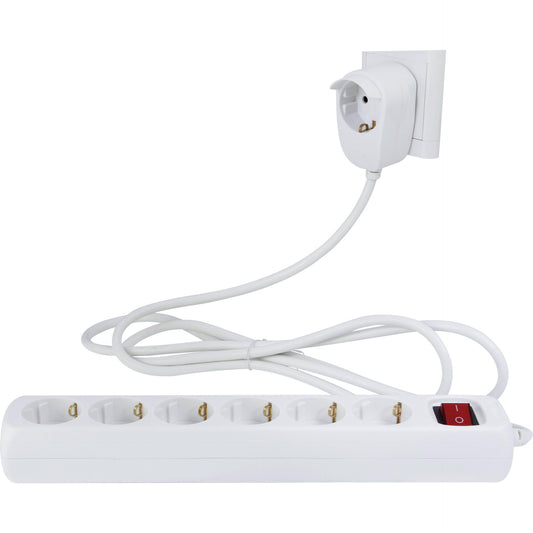 REV Multiple Socket Outlet 6+1- fold 5m +switch white Powersplit
