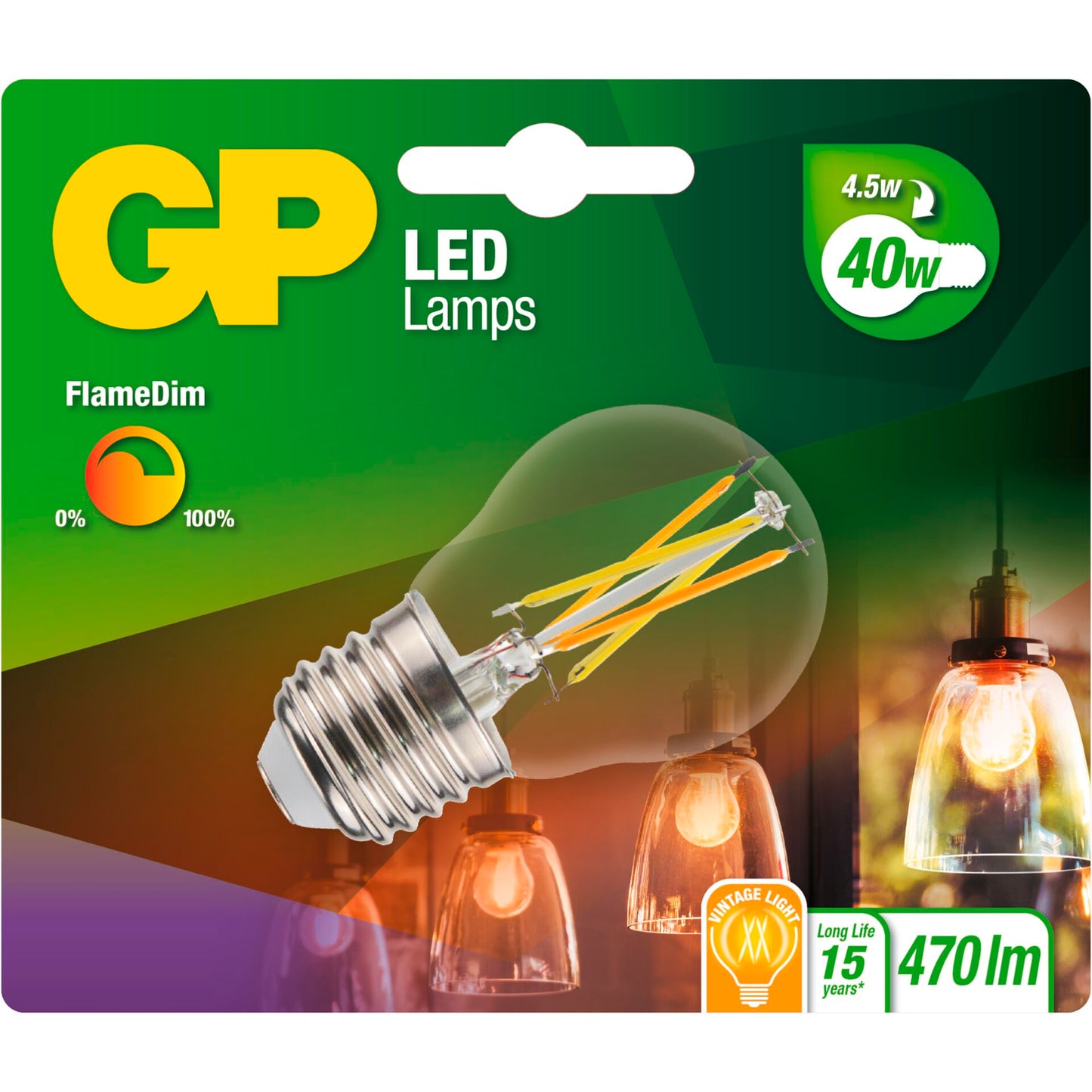 GP Lighting LED FlameDim E27 4W (40W) 470 lm        GP 085461