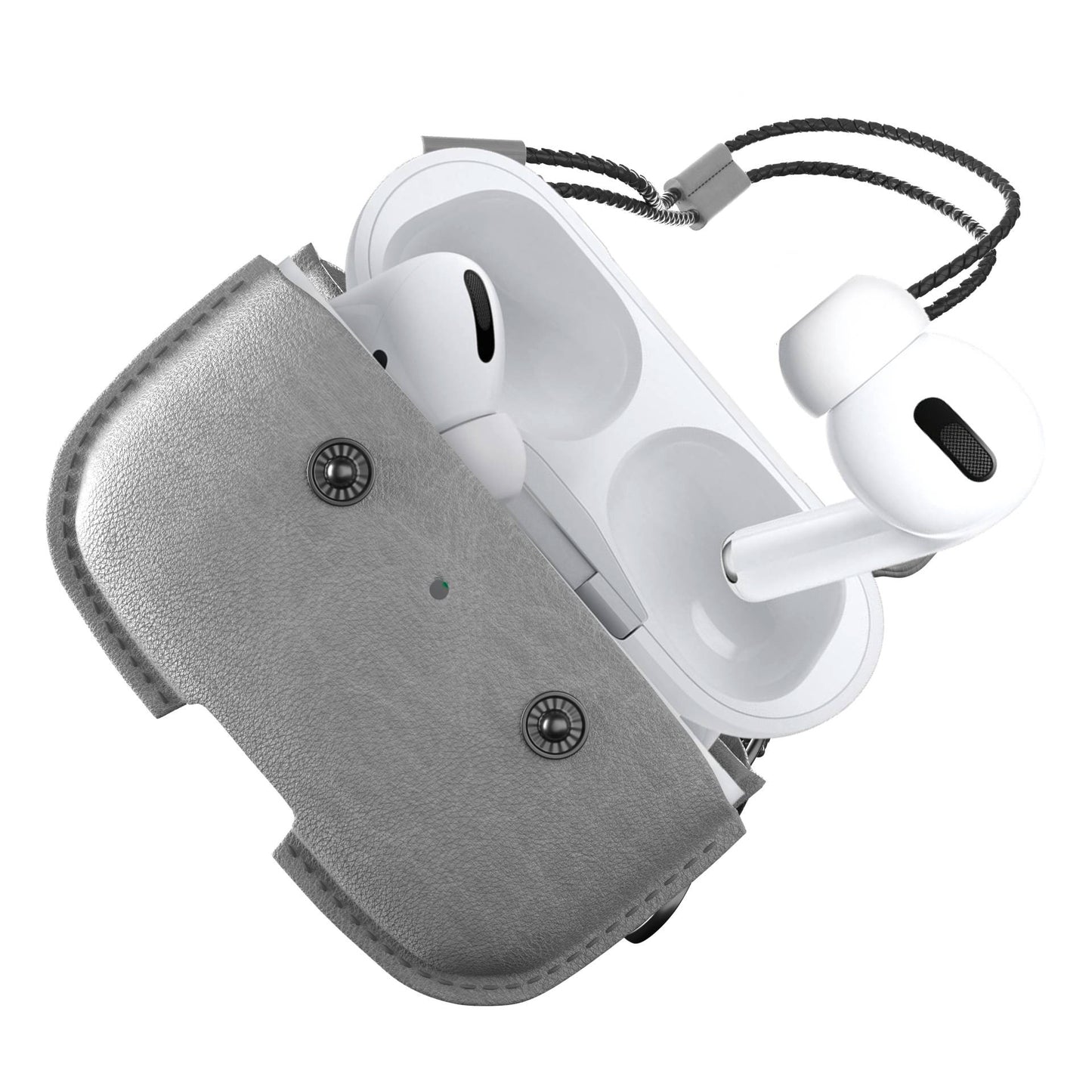 Woodcessories AirCase AirPod Pro Leather Necklace Case Stone Gray