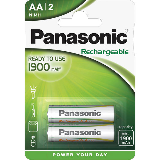 1x2 Panasonic Accu NiMH Mignon AA 1900 mAh Ready to Use