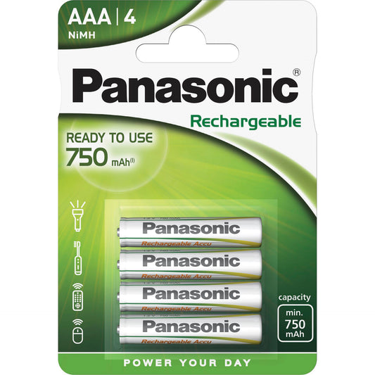 1x4 Panasonic Accu NiMH Micro AAA 750 mAh Rechargeable Evolta
