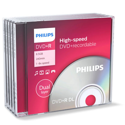 1x5 Philips DVD+R 8,5GB DL 8x JC