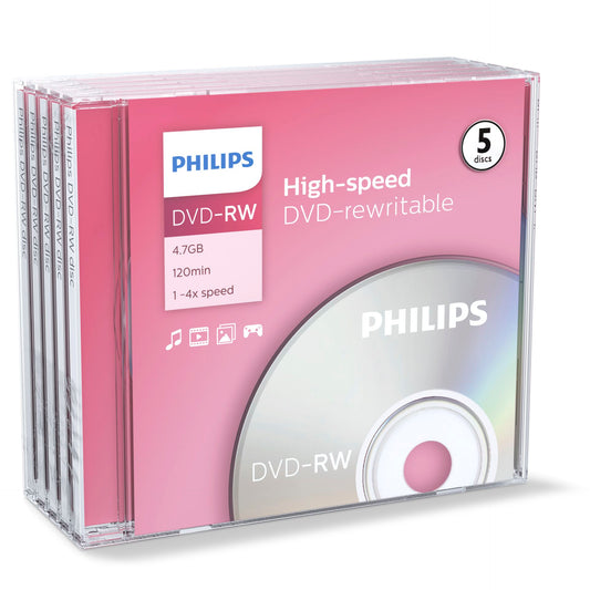 1x5 Philips DVD-RW 4,7GB 4x JC