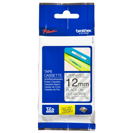 Brother labelling tape TZE-131 clear/black   12 mm