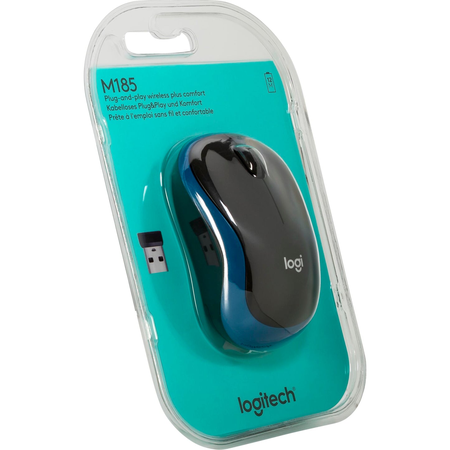 Logitech M 185 Cordless Notebook Mouse USB black / blue