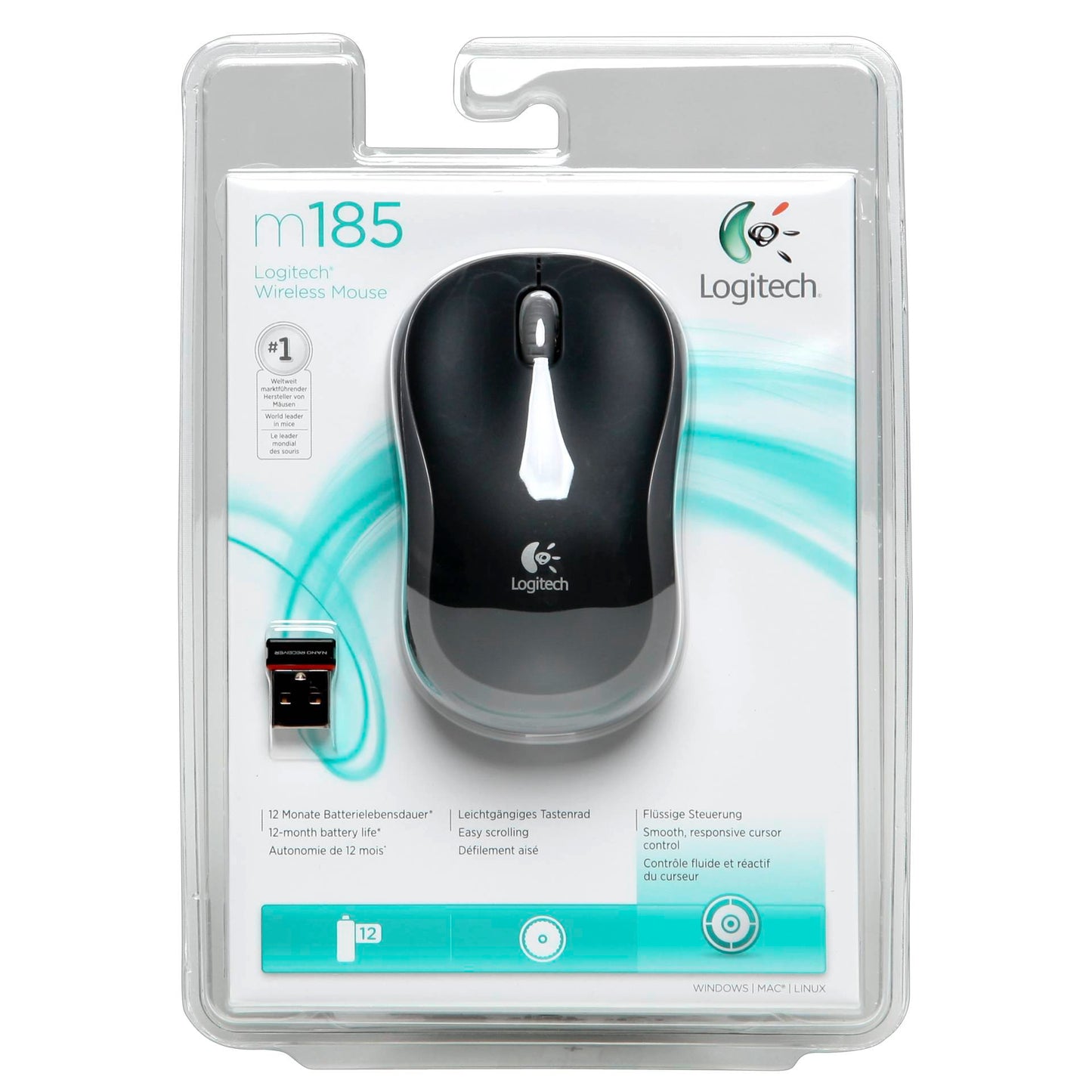Logitech M 185 Cordless Notebook Mouse USB black / grey