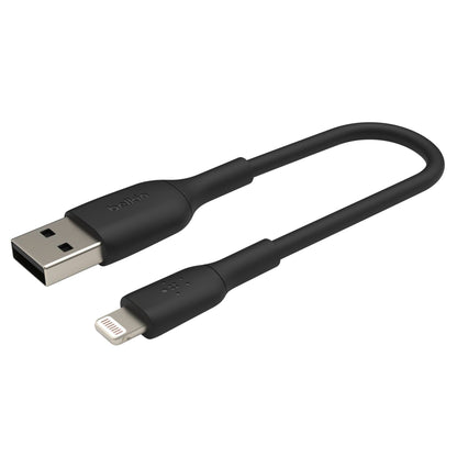 Belkin Lightning to USB-A Cable 15cm, PVC, black, mfi cert.