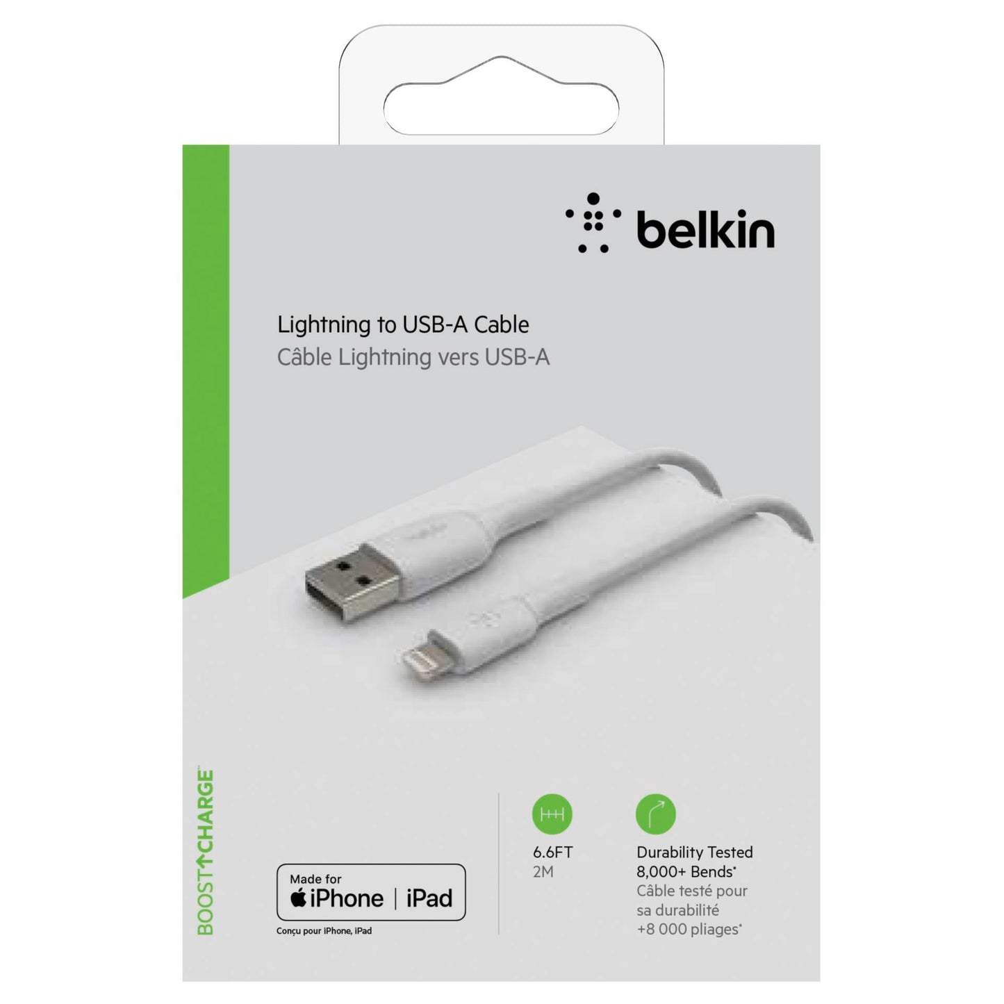 Belkin Lightning Lade/Sync Cable 2m, PVC, white,  mfi certified