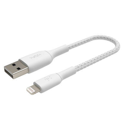 Belkin Lightning to USB-A Cable 15cm, Braided, mfi cert, white
