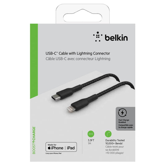 Belkin Lightning/USB-C Cable 1m braided, mfi cert., black