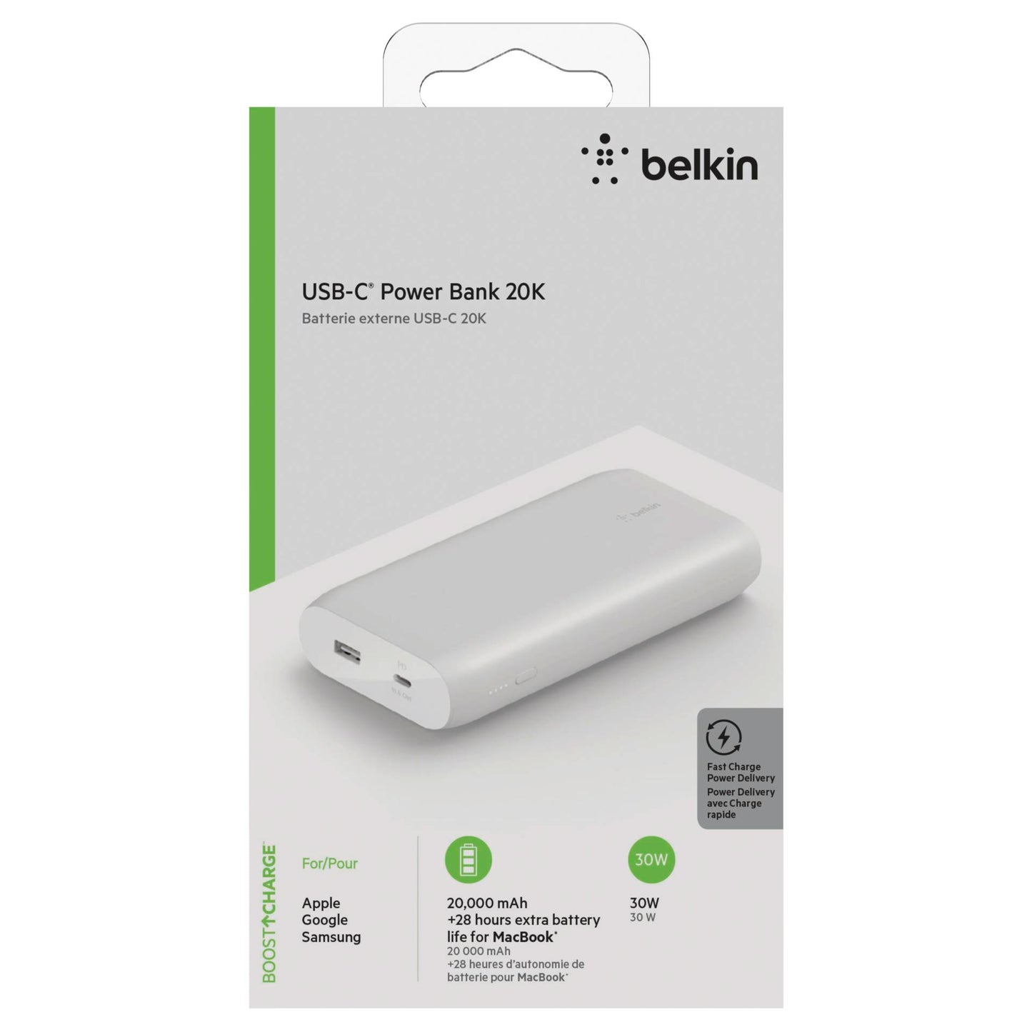 Belkin Power Bank 30W 20.000mAh Power Delivery, white BPB002btWT