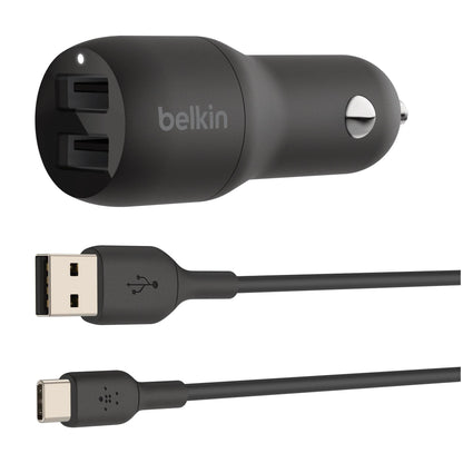 Belkin USB-A Car Charger 24W 1m USB-C Cable sw. CCE001bt1MBK