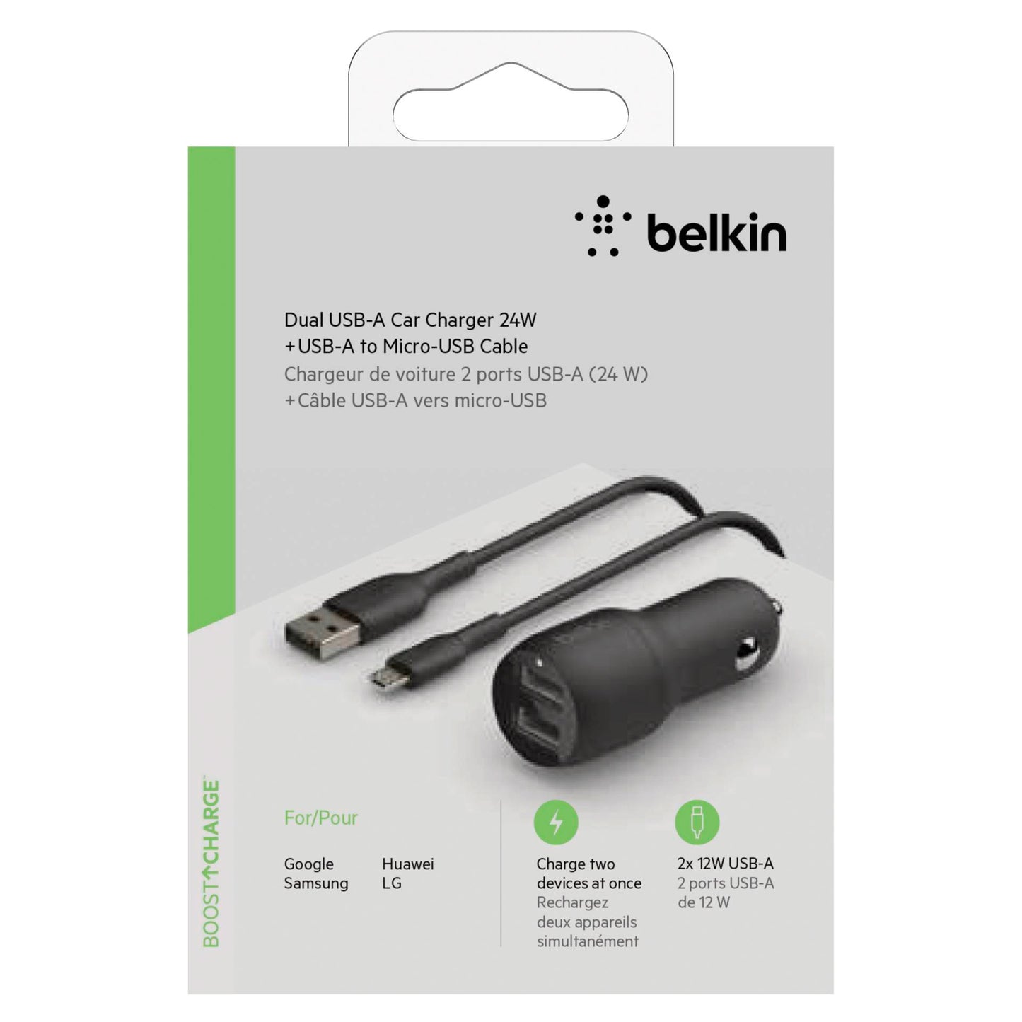 Belkin USB-A Car Charger 24W 1m Micro-USB Cable CCE002bt1MBK