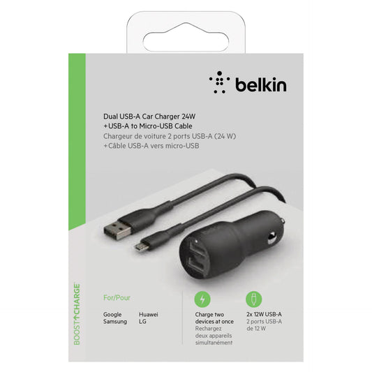Belkin USB-A Car Charger 24W 1m Micro-USB Cable CCE002bt1MBK