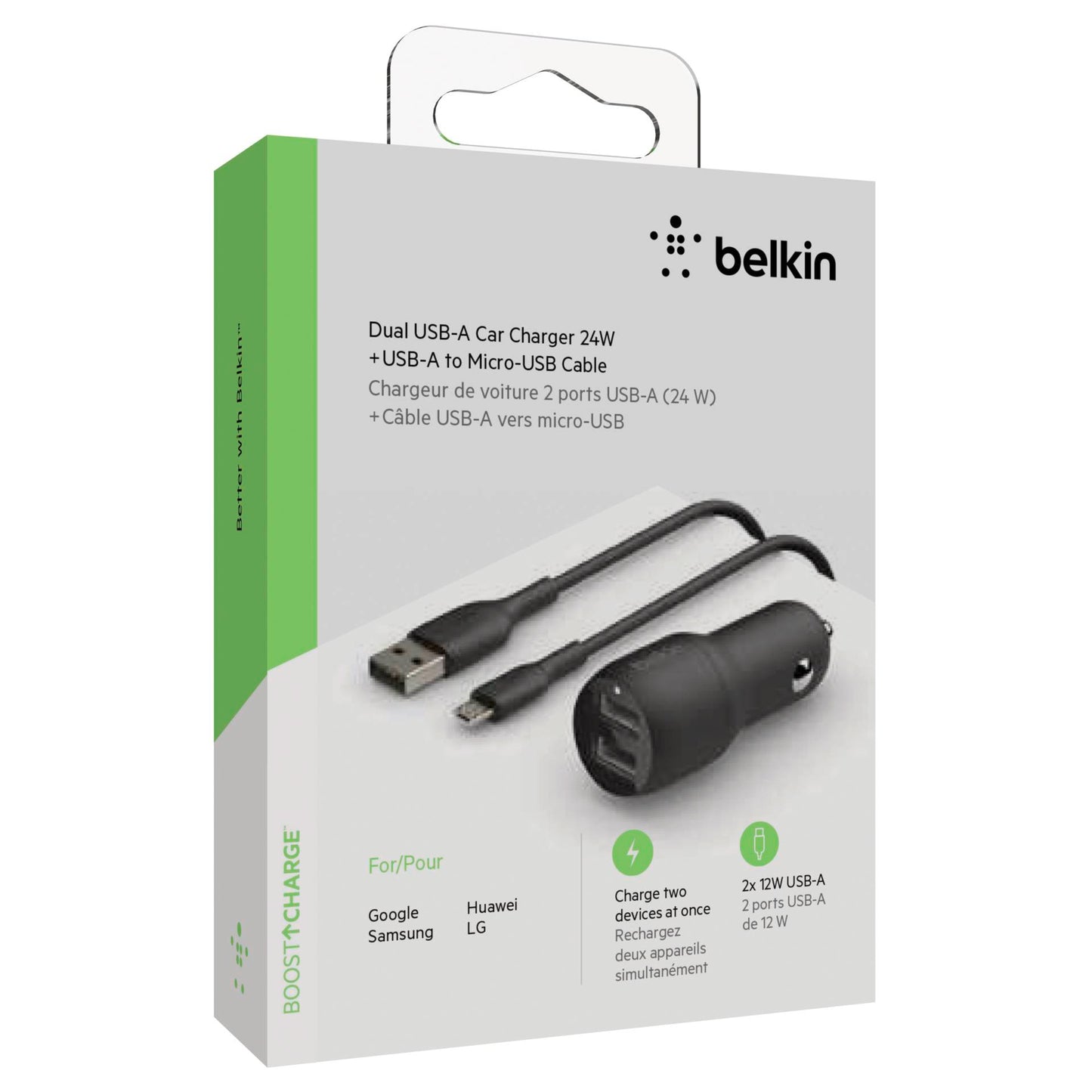Belkin USB-A Car Charger 24W 1m Micro-USB Cable CCE002bt1MBK