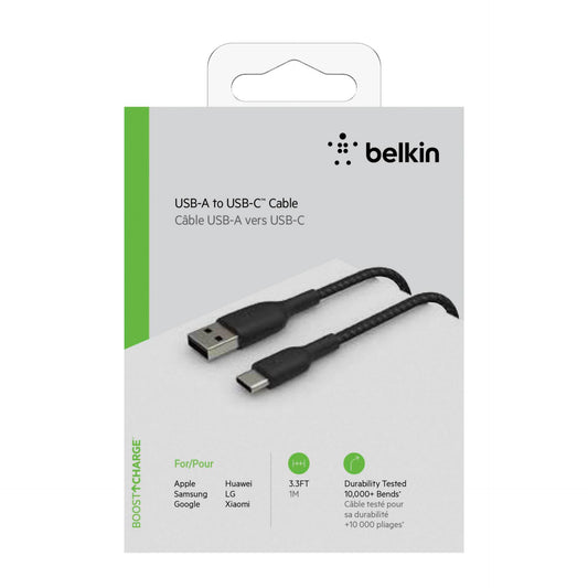 Belkin USB-C/USB-A Cable 1m braided, black CAB002bt1MBK