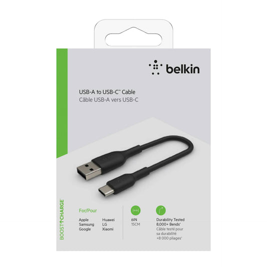 Belkin USB-C/USB-A Cable 15cm PVC, black CAB001bt0MBK