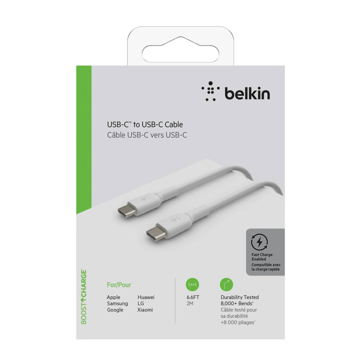 Belkin USB-C/USB-C Cable 2m PVC, white CAB003bt2MWH