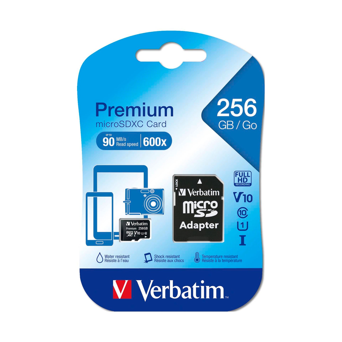 Verbatim microSDXC         256GB Class 10 UHS-I incl Adapt. 44087