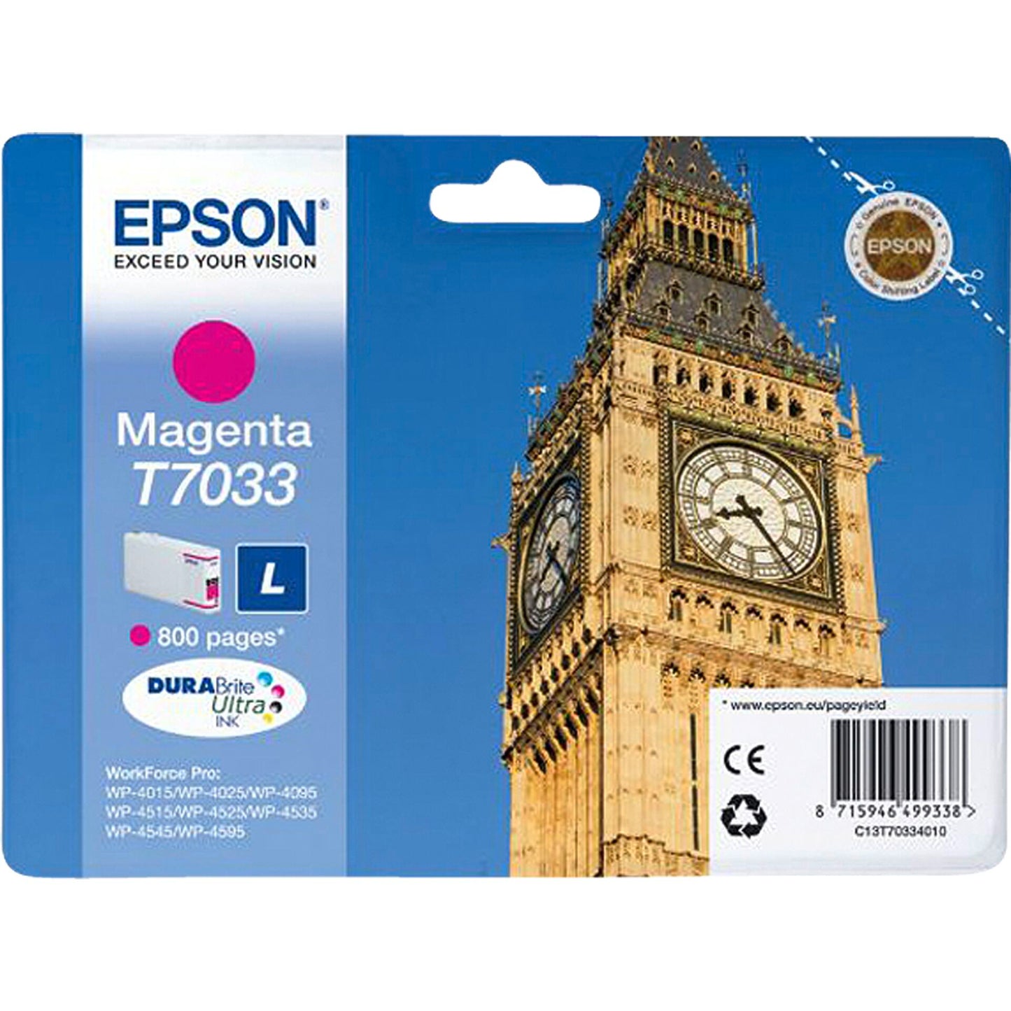 Epson ink cartridge L magenta T 703 WorkForce Pro       T 7033