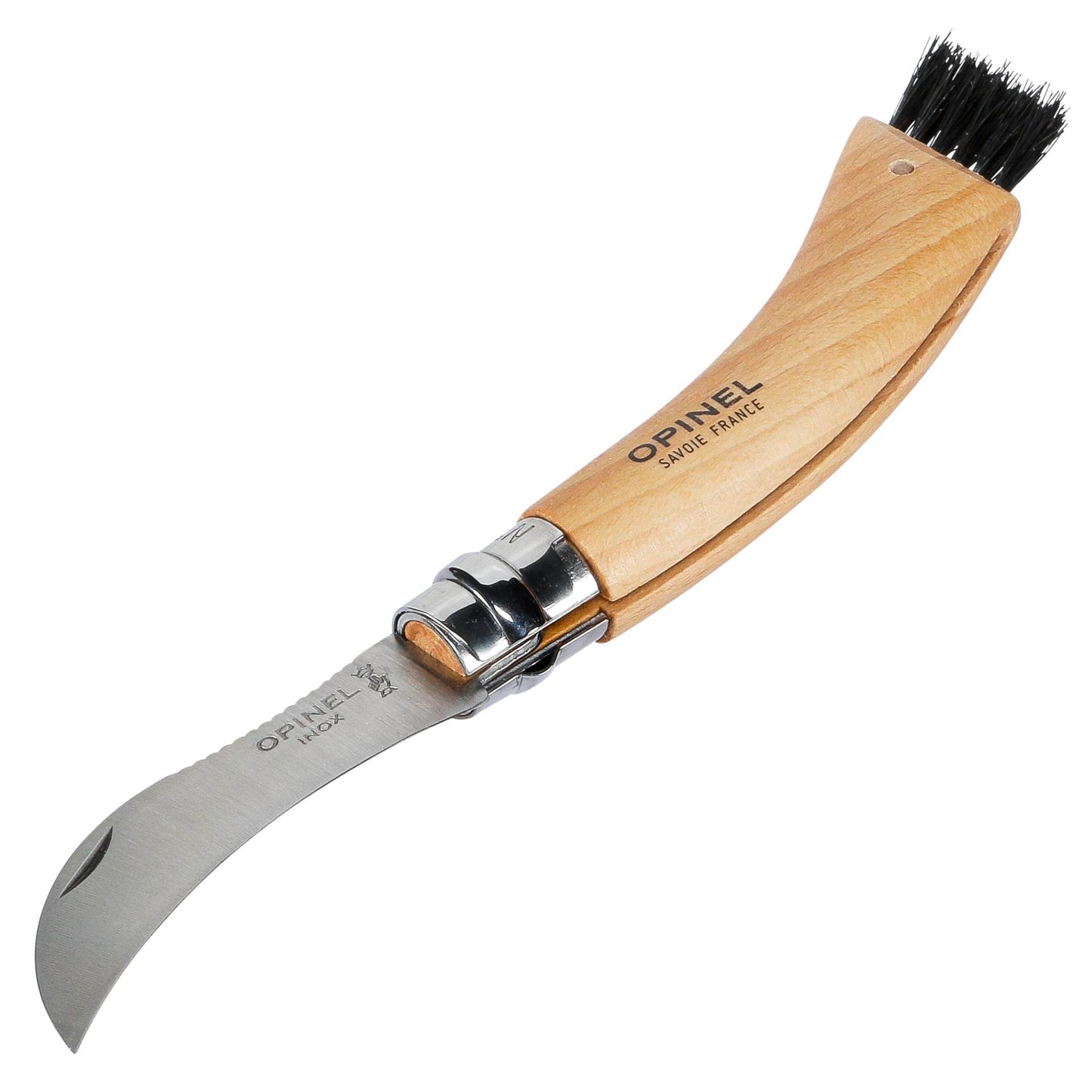 Opinel No. 08 Mushroom foldable knife w. Brush