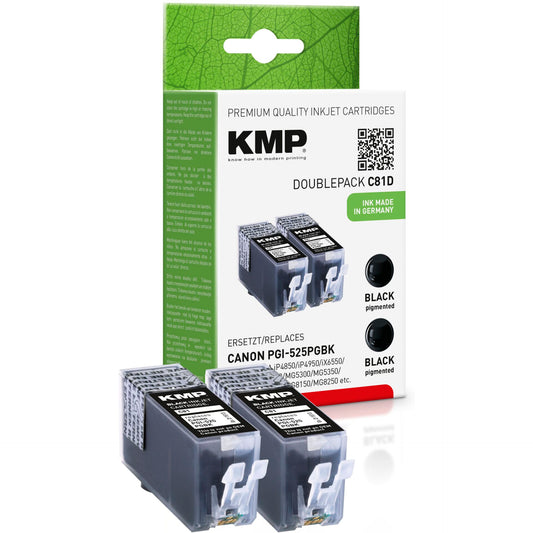 KMP C81D ink cartridge BK 2pcs compatible w. Canon PGI-525 PGBK