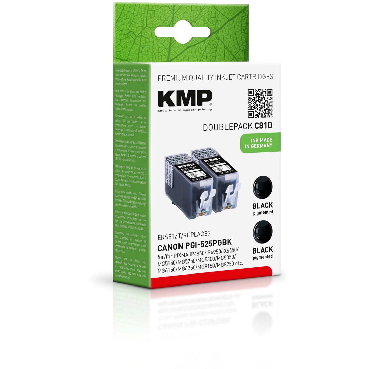 KMP C81D ink cartridge BK 2pcs compatible w. Canon PGI-525 PGBK