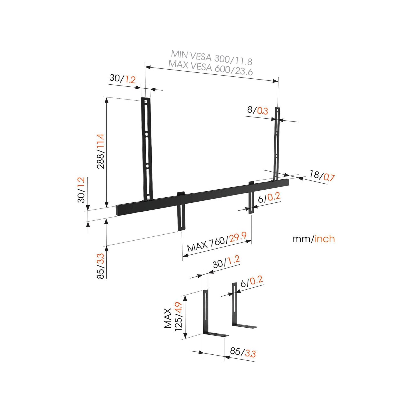 Vogels SOUND 3550 black Soundbar Mount for TV