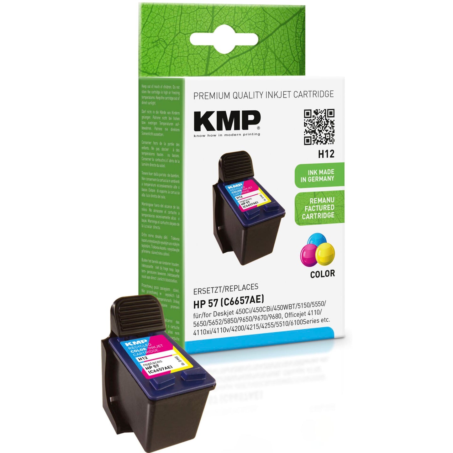 KMP H12 ink cartridge color compatible with HP C 6657 AE