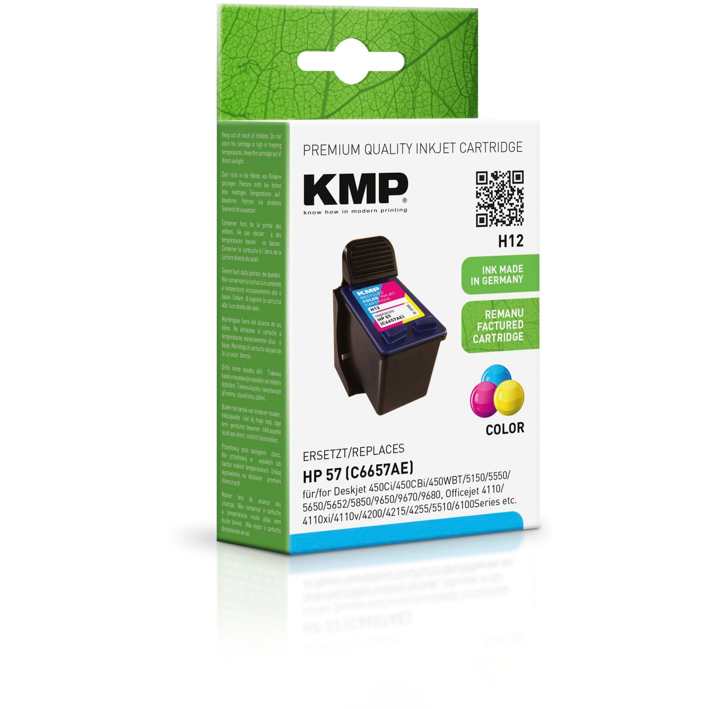 KMP H12 ink cartridge color compatible with HP C 6657 AE