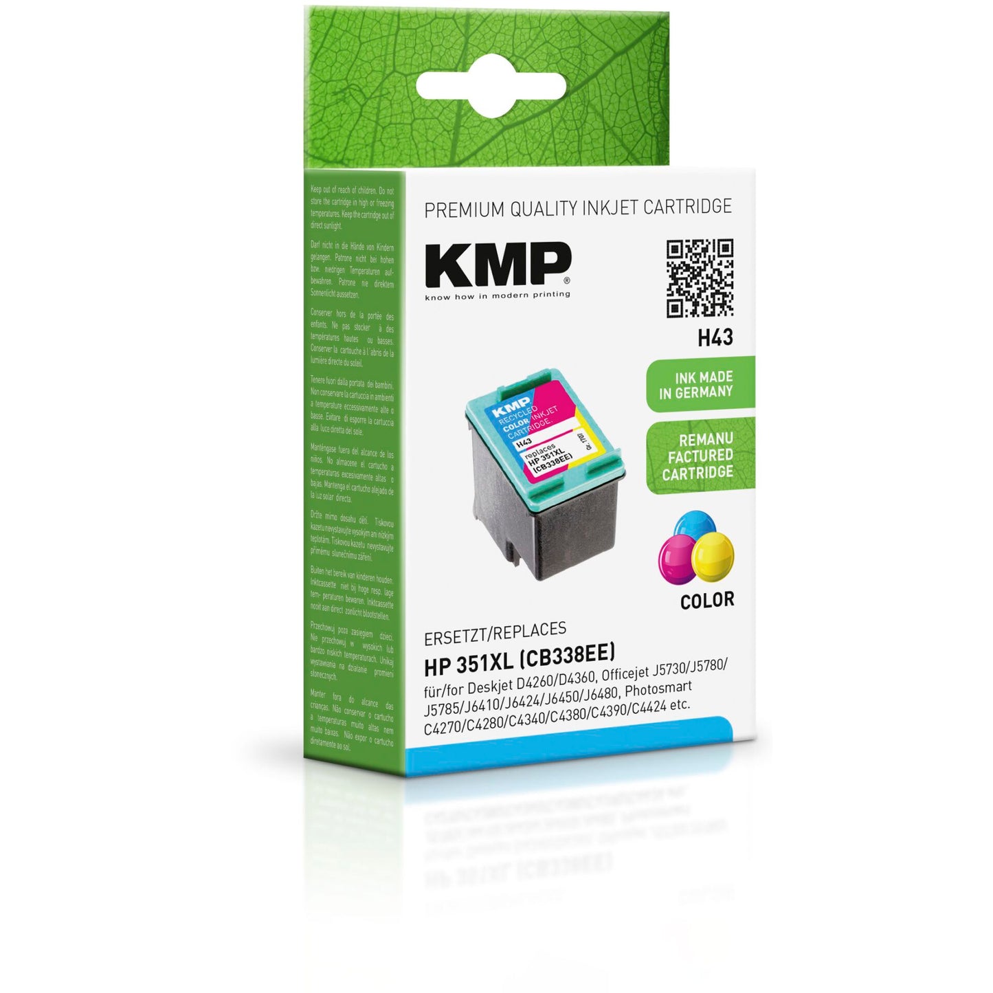 KMP H43 ink cartridge color comp. w. HP CB 338 EE No. 351XL