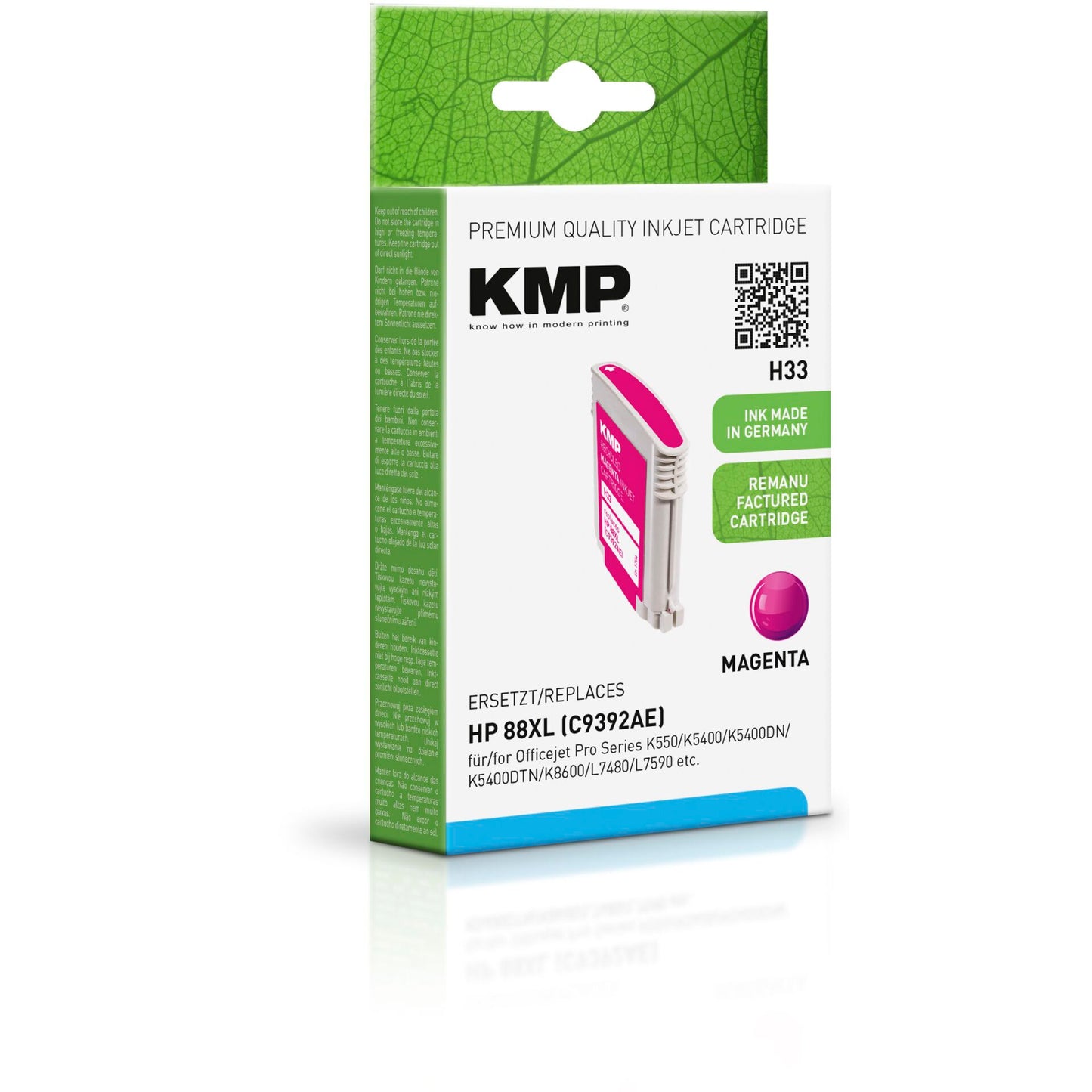 KMP H33 ink cartridge magenta comp. w. HP C 9392 AE No. 88 XL