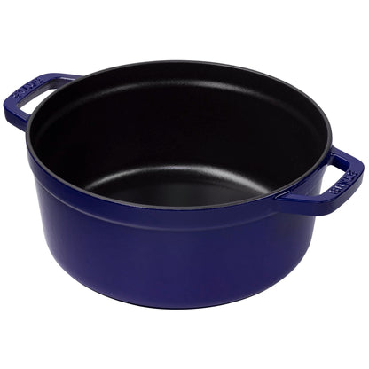Staub Round Cocotte, 24cm cast iron, dark blue