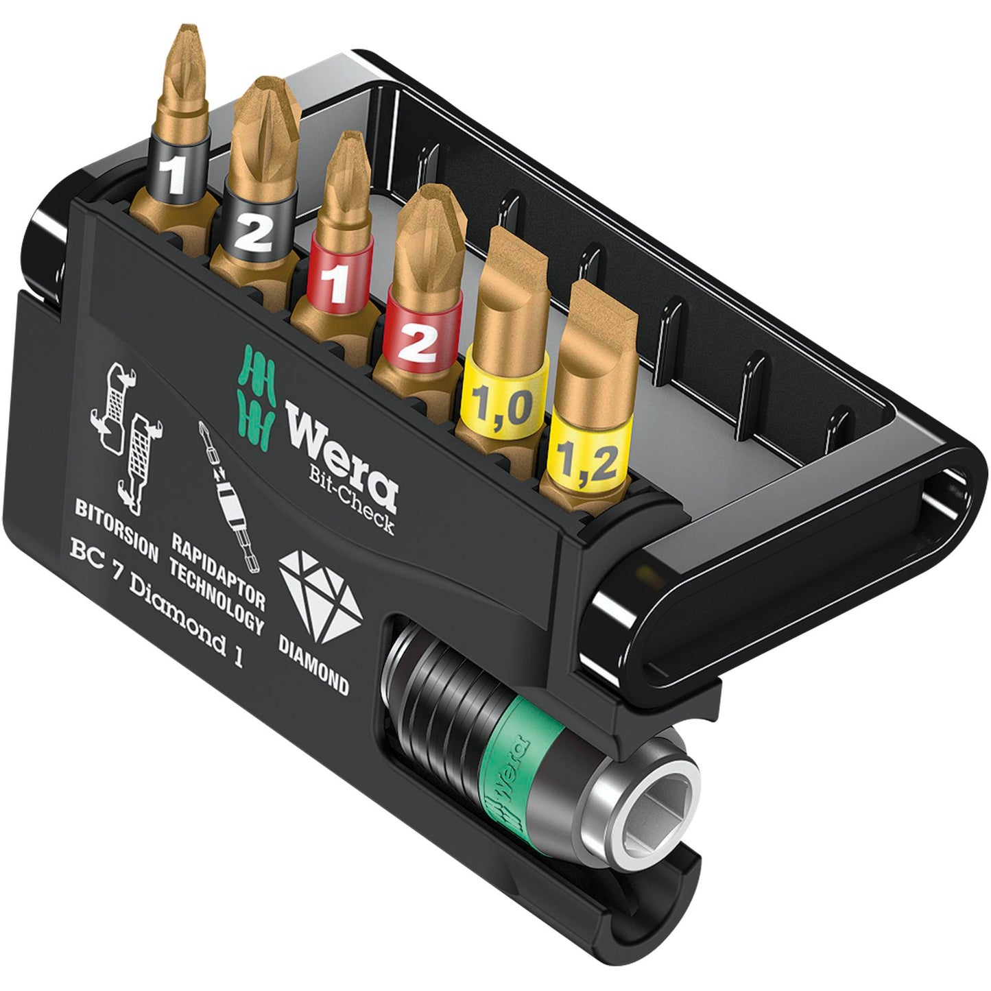 WERA Bit-Check 7 Diamond 1 bit set + rapidaptor holder