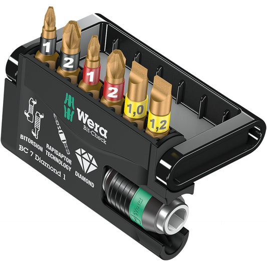 WERA Bit-Check 7 Diamond 1 bit set + rapidaptor holder