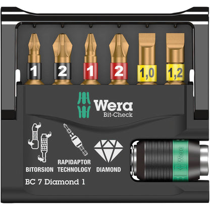 WERA Bit-Check 7 Diamond 1 bit set + rapidaptor holder