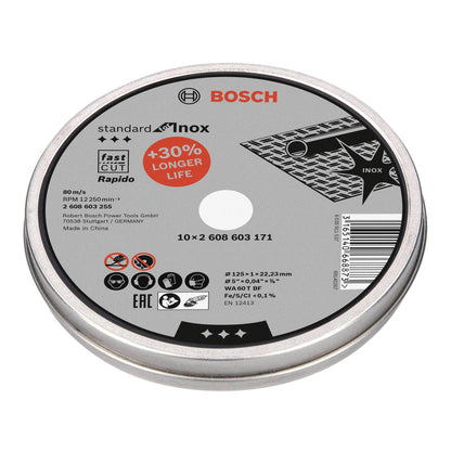 Bosch cutting disk straight for Inox Rapido in Dose 10x125,1mm