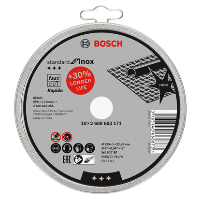 Bosch cutting disk straight for Inox Rapido in Dose 10x125,1mm