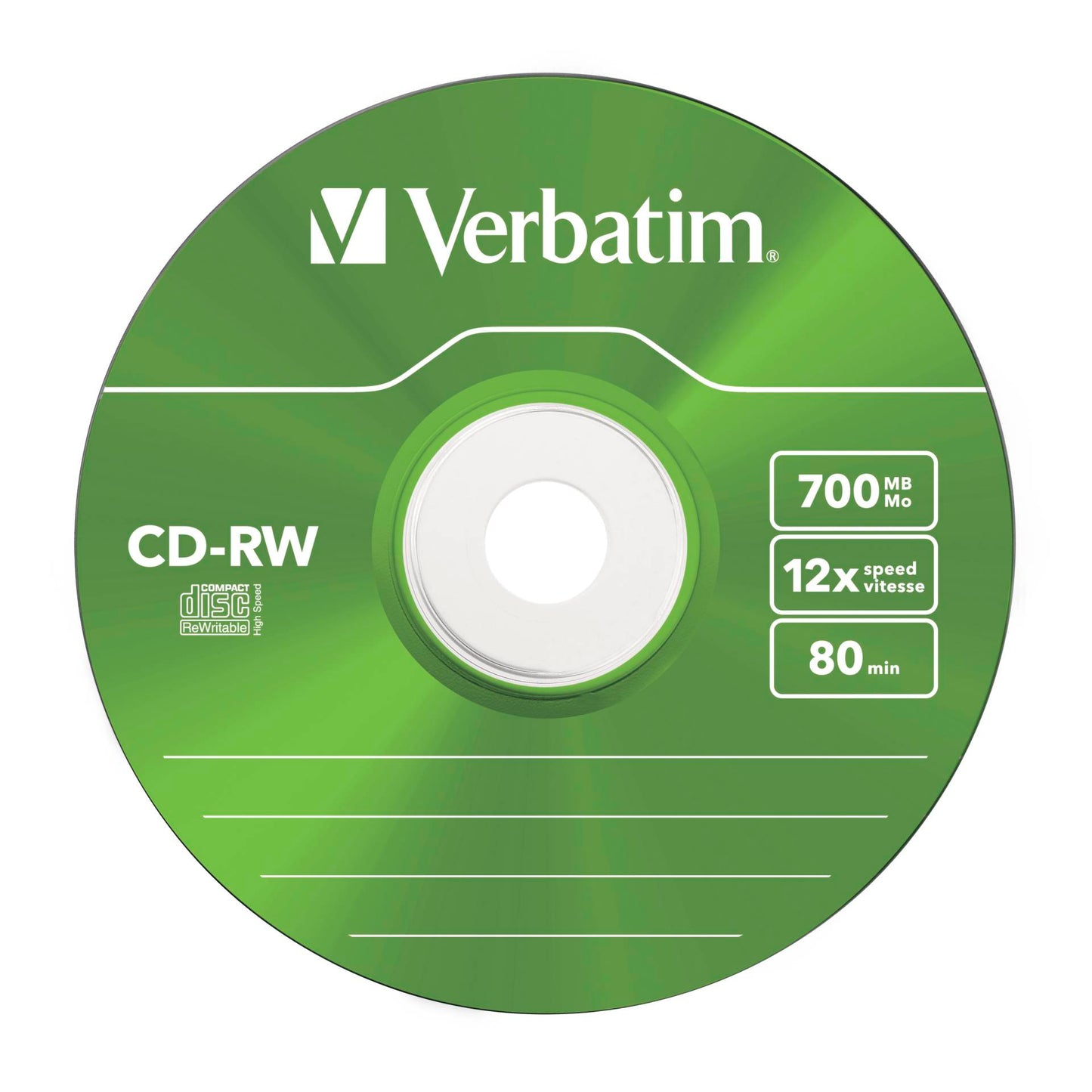1x5 Verbatim CD-RW 80 / 700MB 10x Speed, Colour, Slim